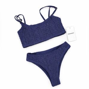 Mosmann Australia Havana Ribbed Bikini Set Navy Blue 2 Piece Women’s Size XS NWT